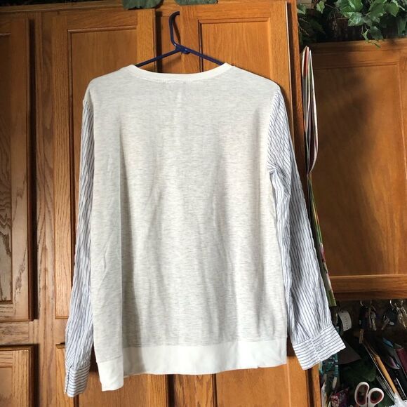 J Crew Scoop Neck Heather Nautical Striped Combo Pullover Sweatshirt - M - Picture 8 of 11